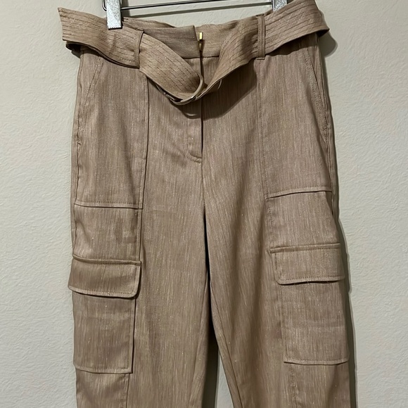 NWT WHBM Linen Blend Utility Trousers. Color: Sahara Twill. Size 6P. - Picture 4 of 11